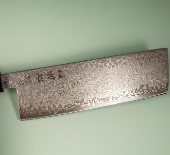 Hatsukokoro Hikari SLD Damascus Kurozome Wa-Nakiri 160mm Wenge