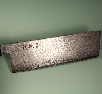 Hatsukokoro Hikari SLD Damascus Kurozome Wa-Nakiri 160mm Wenge