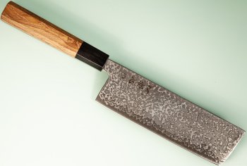 Hatsukokoro Hikari SLD Damascus Kurozome Wa-Nakiri 160mm Teak