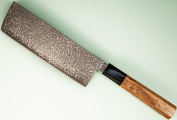 Hatsukokoro Hikari SLD Damascus Kurozome Wa-Nakiri 160mm Teak