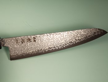 Hatsukokoro Hikari SLD Damascus Kurozome Wa-Gyuto 195mm Teak