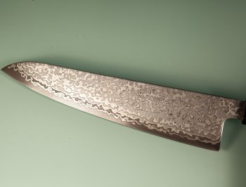 Hatsukokoro Hikari SLD Damascus Kurozome Wa-Gyuto 195mm Teak