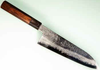 Masuda Yoshihide Blue 1 Damascus Wa-Santoku 195mm Rosenholz/Bffelhorn