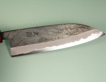 Hinokuni Shirogami 1 Wa-Santoku 150mm Kurouchi RRO