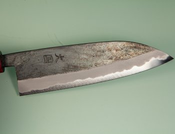 Hinokuni Shirogami 1 Wa-Santoku 150mm Kurouchi RRO