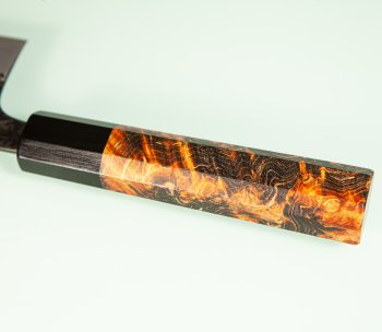 Kisuke Aogami 1 Sanmaiuchi Tsuchime Kurouchi Wa-Bunka 198mm orange stabilisiert/Bffelhorn Nr.2