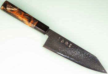 Hatsukokoro Ryuhyo KurozomeSG2 Damascus Wa-Bunka 175mm orange stabilisiert/Bffelhorn