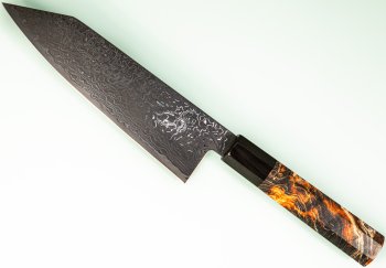 Hatsukokoro Ryuhyo KurozomeSG2 Damascus Wa-Bunka 175mm orange stabilisiert/Bffelhorn
