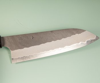 Nigara AS Satin Tsuchime Wa-Santoku 170mm orange stabilisiert/Bffelhorn