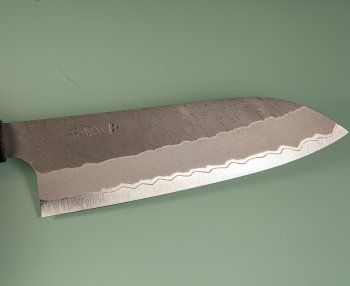 Nigara AS Satin Tsuchime Wa-Santoku 170mm orange stabilisiert/Bffelhorn