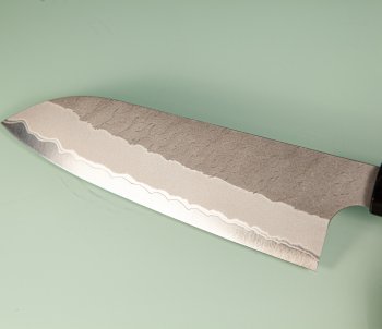 Nigara AS Satin Tsuchime Wa-Santoku 170mm orange stabilisiert/Bffelhorn