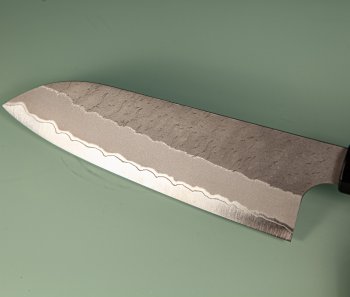 Nigara AS Satin Tsuchime Wa-Santoku 170mm orange stabilisiert/Bffelhorn