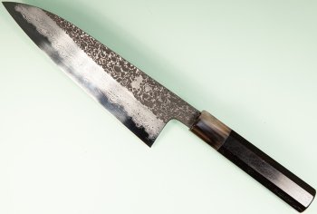 Masuda Yoshihide Blue 1 Damascus Kurouchi Wa-Santoku 195mm Ebenholz/Bffelhorn