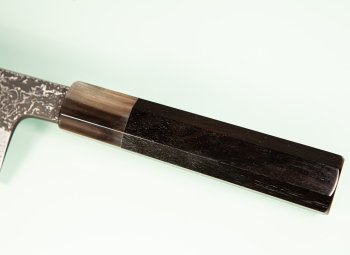 Masuda Yoshihide Blue 1 Damascus Kurouchi Wa-Santoku 195mm Ebenholz/Bffelhorn