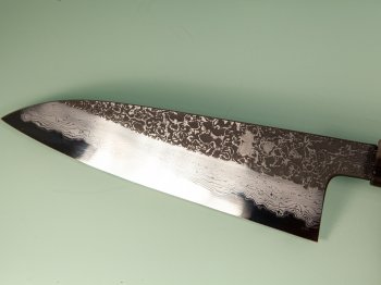 Masuda Yoshihide Blue 1 Damascus Kurouchi Wa-Santoku 195mm Ebenholz/Bffelhorn