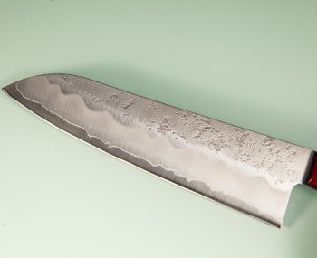 Tsunehisa Ginsan Nashiji Santoku 185mm rot/schwarz