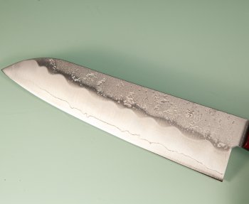 Tsunehisa Ginsan Nashiji Santoku 185mm rot/schwarz