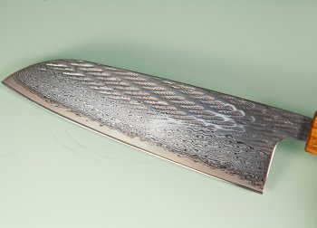 Tsunehisa AUS10 Nawame Damascus Wa-Santoku 170mm burnt Oak