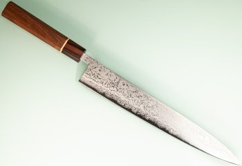Shiro Kamo AS Damascus Wa-Sujihiki 275mm Walnuss/Ahorn/Ebenholz