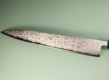 Shiro Kamo AS Damascus Wa-Sujihiki 275mm Walnuss/Ahorn/Ebenholz