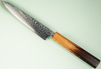 Tsunehisa AUS10 Nawame Damascus Wa-Petty 135mm burnt Oak