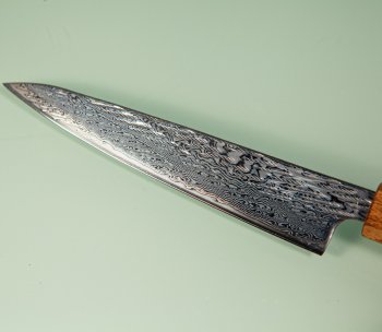 Tsunehisa AUS10 Nawame Damascus Wa-Petty 135mm burnt Oak