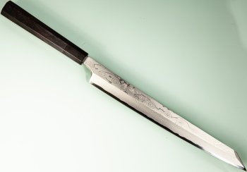Aoki Seiryu Damascus Kengata Yanagiba 270mm mit Scheide