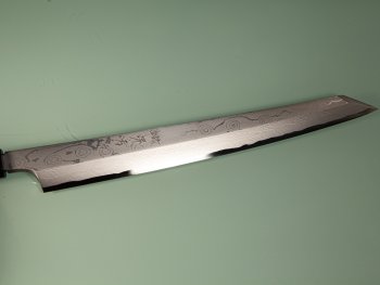 Aoki Seiryu Damascus Kengata Yanagiba 300mm mit Scheide