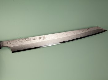 Aoki Seiryu Damascus Kengata Yanagiba 300mm mit Scheide