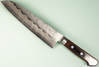 Tsunehisa Ginsan Bolster Nashiji Santoku 185mm braun