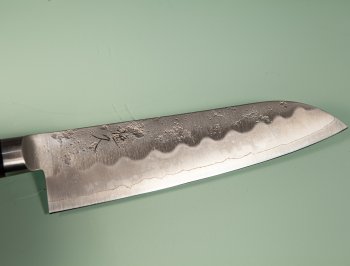Tsunehisa Ginsan Bolster Nashiji Santoku 185mm braun