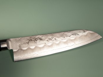 Tsunehisa Ginsan Bolster Nashiji Santoku 185mm braun
