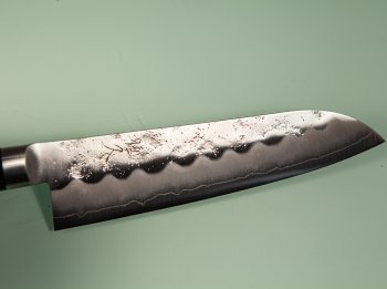 Tsunehisa Ginsan Bolster Nashiji Santoku 185mm braun