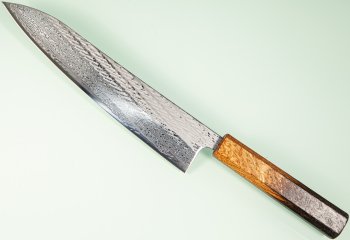 Tsunehisa AUS10 Nawame Damascus Wa-Gyuto 215mm burnt Oak