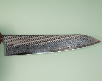 Tsunehisa AUS10 Nawame Damascus Wa-Gyuto 215mm burnt Oak