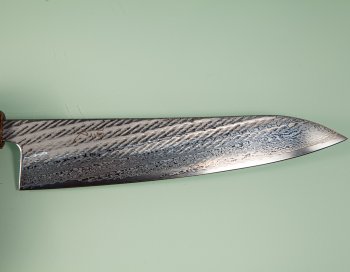Tsunehisa AUS10 Nawame Damascus Wa-Gyuto 215mm burnt Oak