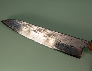 Tsunehisa AUS10 Nawame Damascus Wa-Gyuto 215mm burnt Oak