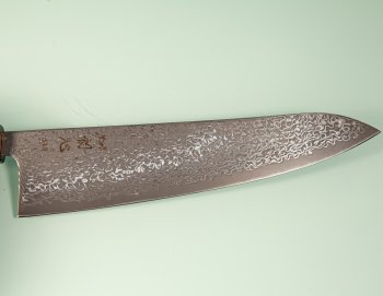 Hatsukokoro Hikari SLD Damascus Kurozome Wa-Gyuto 215mm Teak