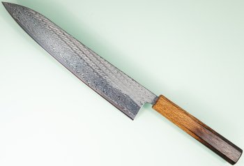 Tsunehisa AUS10 Nawame Damascus Wa-Gyuto 245mm burnt Oak