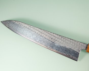 Tsunehisa AUS10 Nawame Damascus Wa-Gyuto 245mm burnt Oak