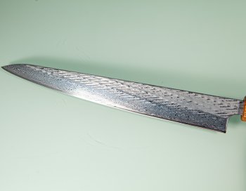 Tsunehisa AUS10 Nawame Damascus Wa-Sujihiki 245mm burnt Oak