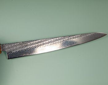 Tsunehisa AUS10 Nawame Damascus Wa-Sujihiki 245mm burnt Oak