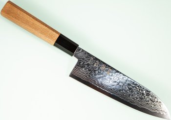 Hatsukokoro Ryuhyo Migaki SG2 Damascus Wa-Santoku 175mm Teak/Buffalo