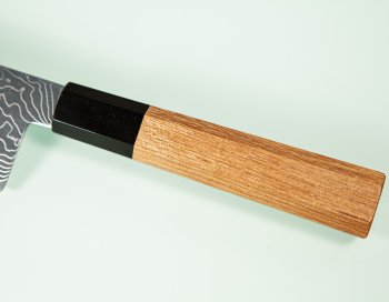 Hatsukokoro Ryuhyo Migaki SG2 Damascus Wa-Santoku 175mm Teak/Buffalo