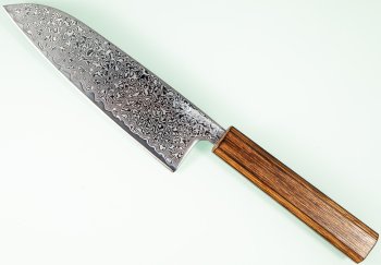 Tsunehisa SRS13 Damascus polished Wa-Santoku 165mm burnt Oak
