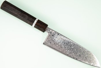 Tsunehisa SRS13 Damascus polished Wa-Santoku 165mm Ebony/white