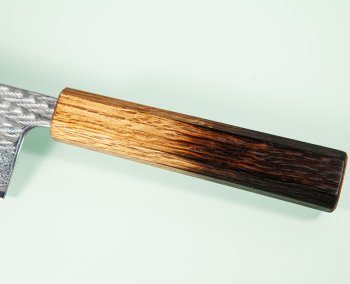 Tsunehisa AUS10 Nawame Damascus Wa-Nakiri 165mm burnt Oak