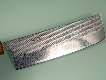 Tsunehisa AUS10 Nawame Damascus Wa-Nakiri 165mm burnt Oak
