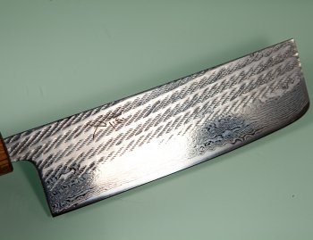 Tsunehisa AUS10 Nawame Damascus Wa-Nakiri 165mm burnt Oak