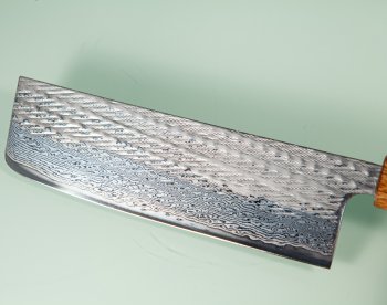 Tsunehisa AUS10 Nawame Damascus Wa-Nakiri 165mm burnt Oak